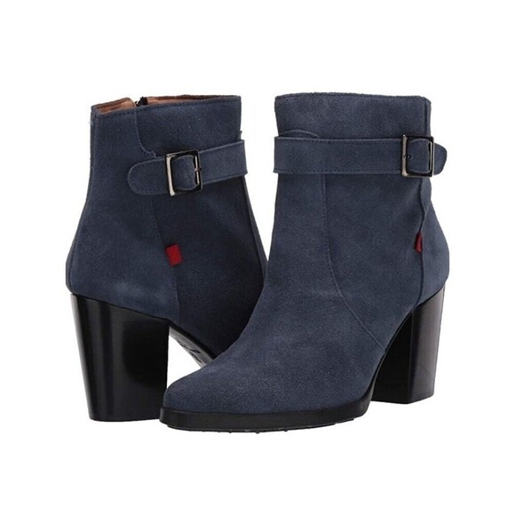 Marc Joseph (NEW) Blue Suede Booties Size 8 - Picture 1 of 10